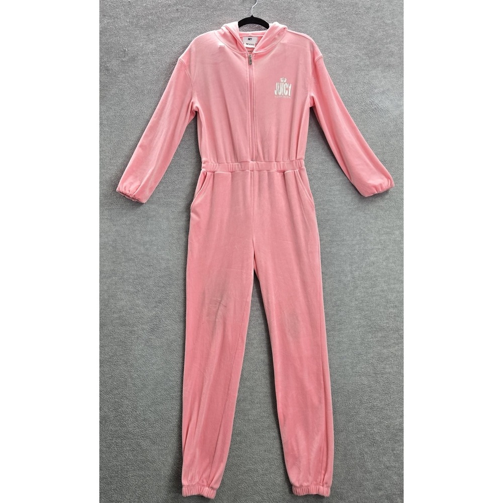 Juicy Couture Women Jumpsuit XS Pink Logo Loungewear Zipper Velour READ